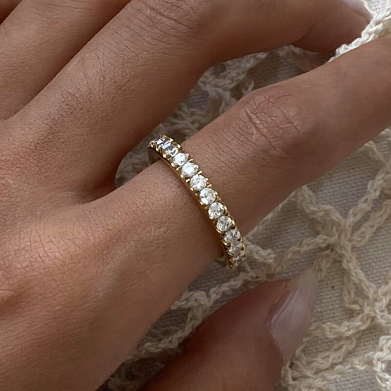 J&D Chic Design 18k Gold Stainless Steel Full Circle A-Grade White Zircon Polished Rings - Image 4