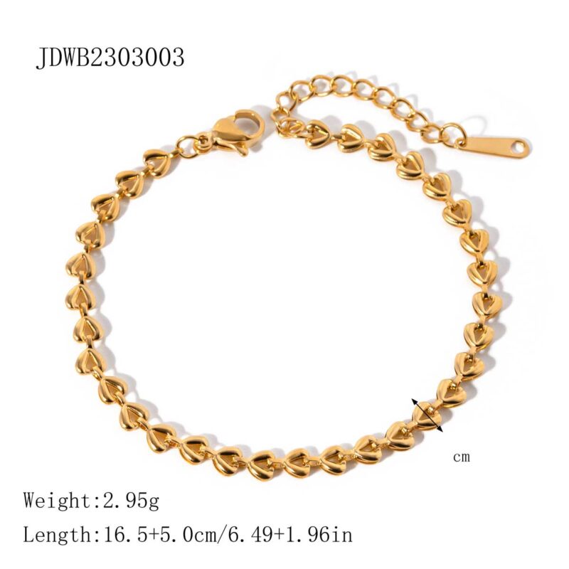 18K Gold Stainless Steel Hollow Heart Woven Chain Bracelet - Image 5