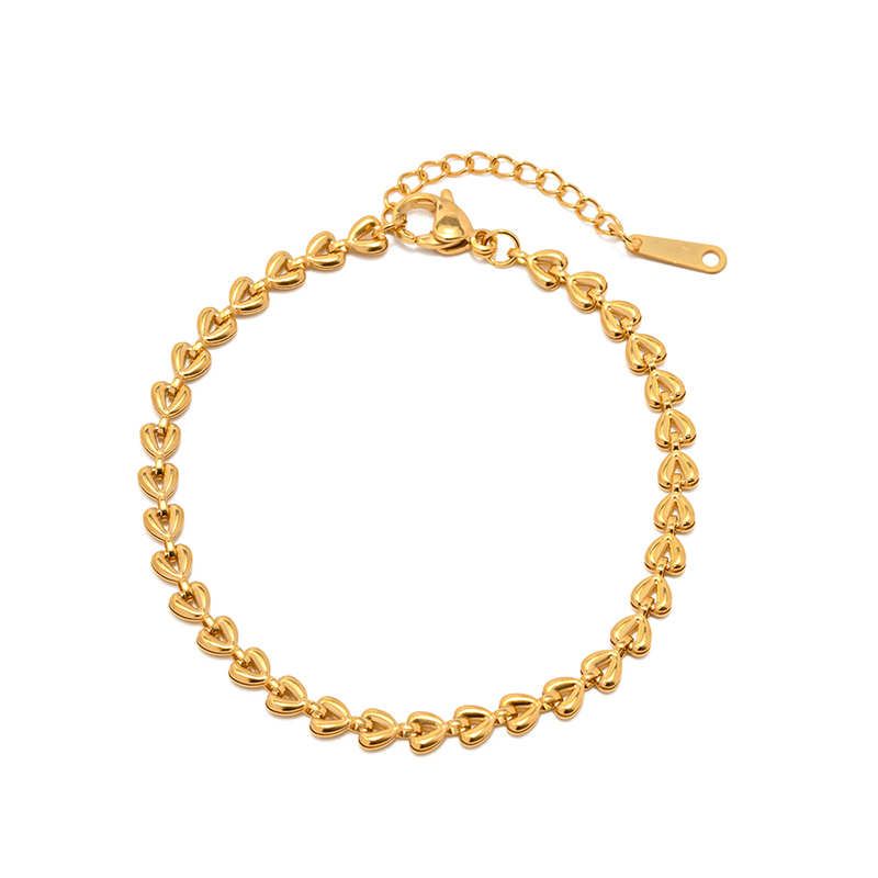 18K Gold Stainless Steel Hollow Heart Woven Chain Bracelet