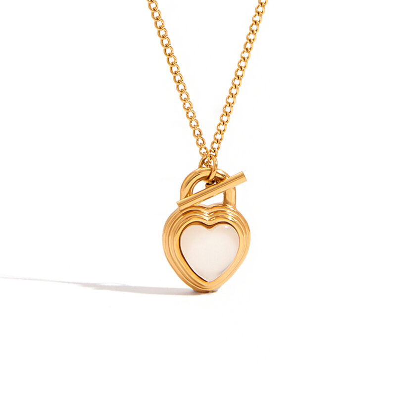 18K Gold Necklace Cat Eye Heart Pendant Romantic Jewelry - Image 2