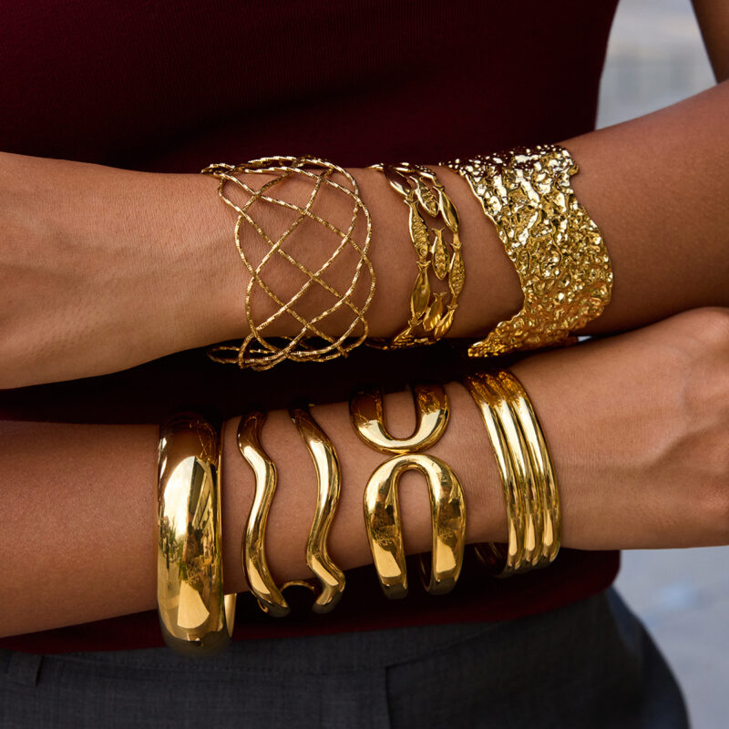 Wave Line Dual Open Cuff Bracelet - Image 3