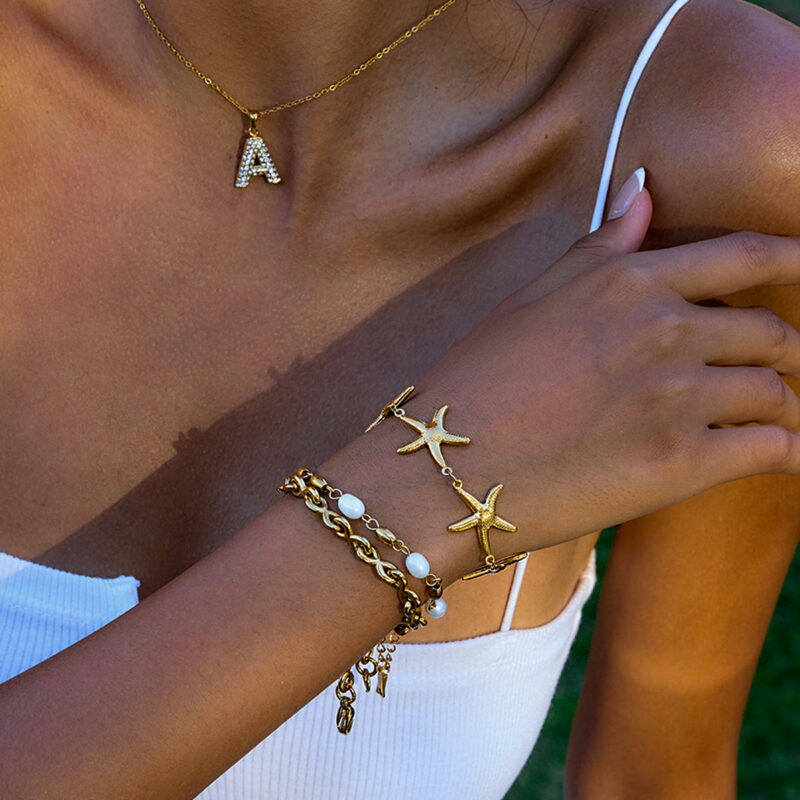 Classic Gold Starfish Stainless Steel Bracelet - Image 4