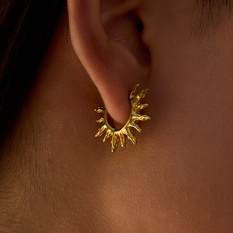 Minimalist Gold Sun Earrings - Image 2