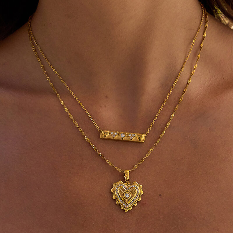 White Diamond Heart Pendant Necklace - Image 3
