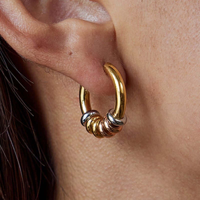 Gold Silver Circle Earrings Modern Minimal Jewelry - Image 2