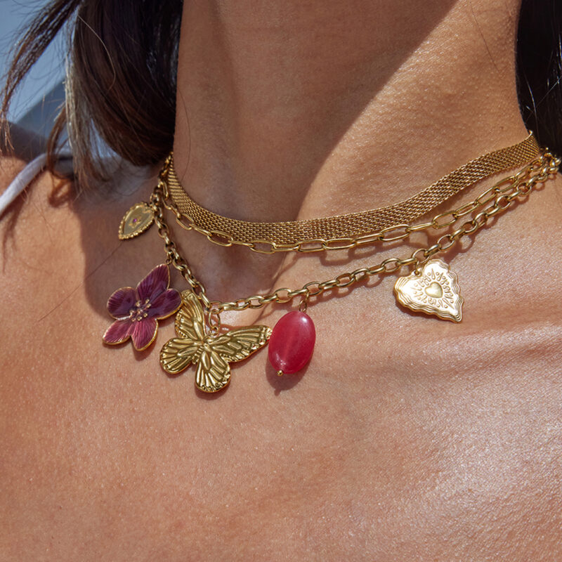 Butterfly Star Heart Crystal Pendant Necklace - Image 2