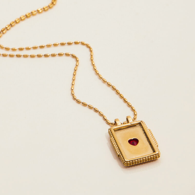 Red Heart Zircon Tarot Pendant Necklace - Image 4
