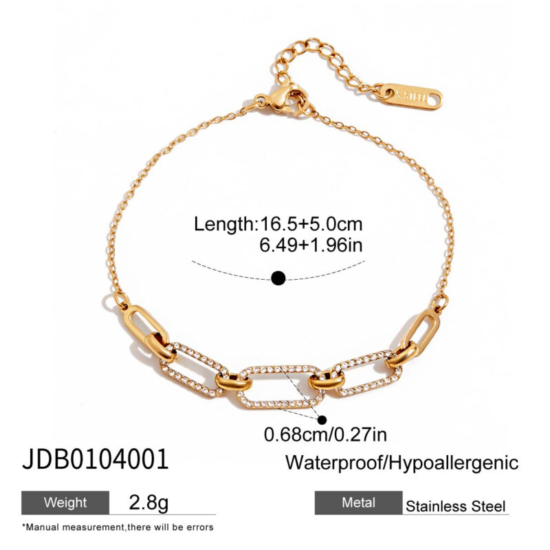 18K Gold Oval Tennis Chain Bracelet with CZ - Image 4