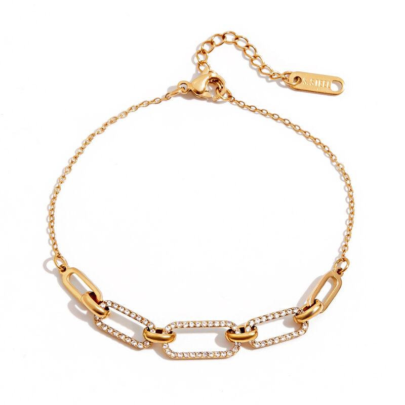 18K Gold Oval Tennis Chain Bracelet with CZ