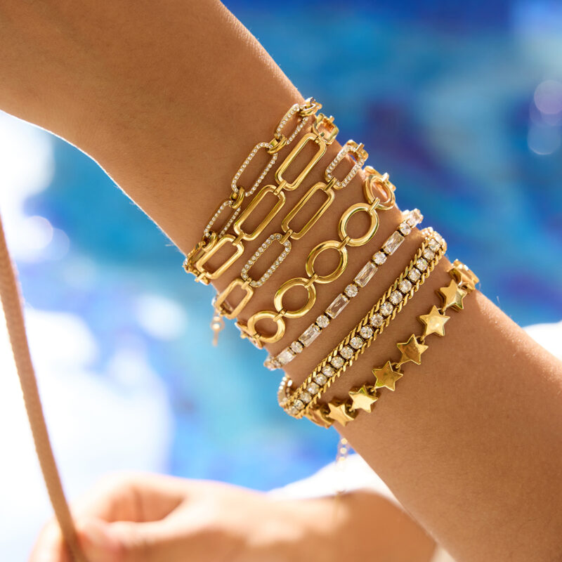 18K Gold Oval Tennis Chain Bracelet with CZ - Image 2