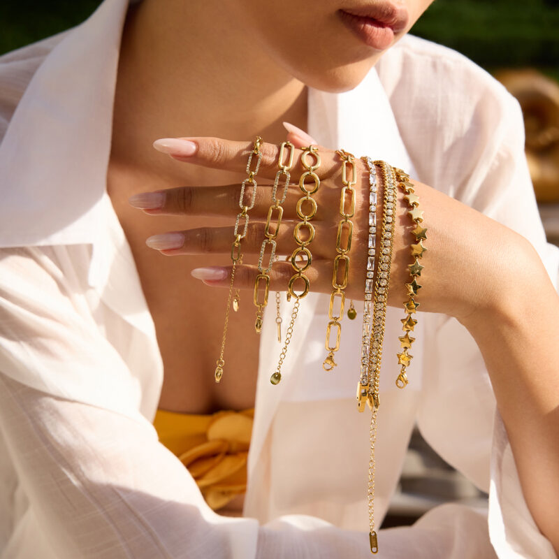 18K Gold Oval Tennis Chain Bracelet with CZ - Image 3