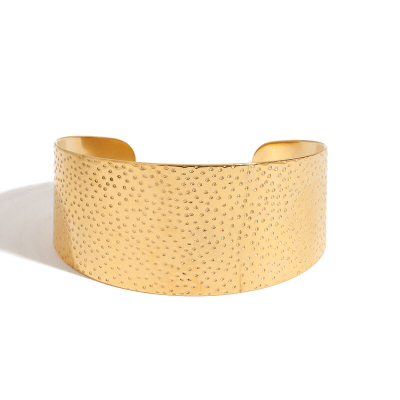 Wide Hammered Open Cuff Bracelet