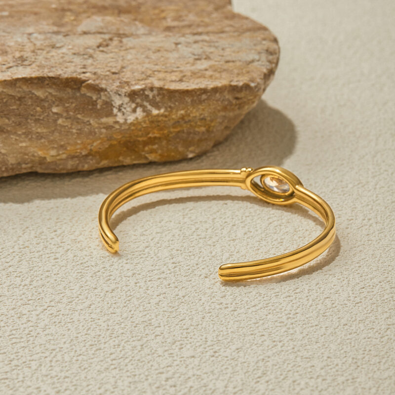 Double Layer Open Cuff with White Zircon - Image 6
