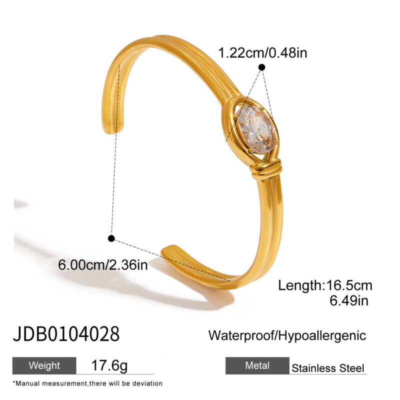 Double Layer Open Cuff with White Zircon - Image 7
