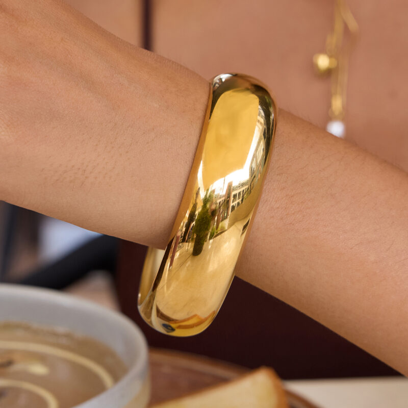 Bold Smooth Round Bangle Minimalist Jewelry - Image 2