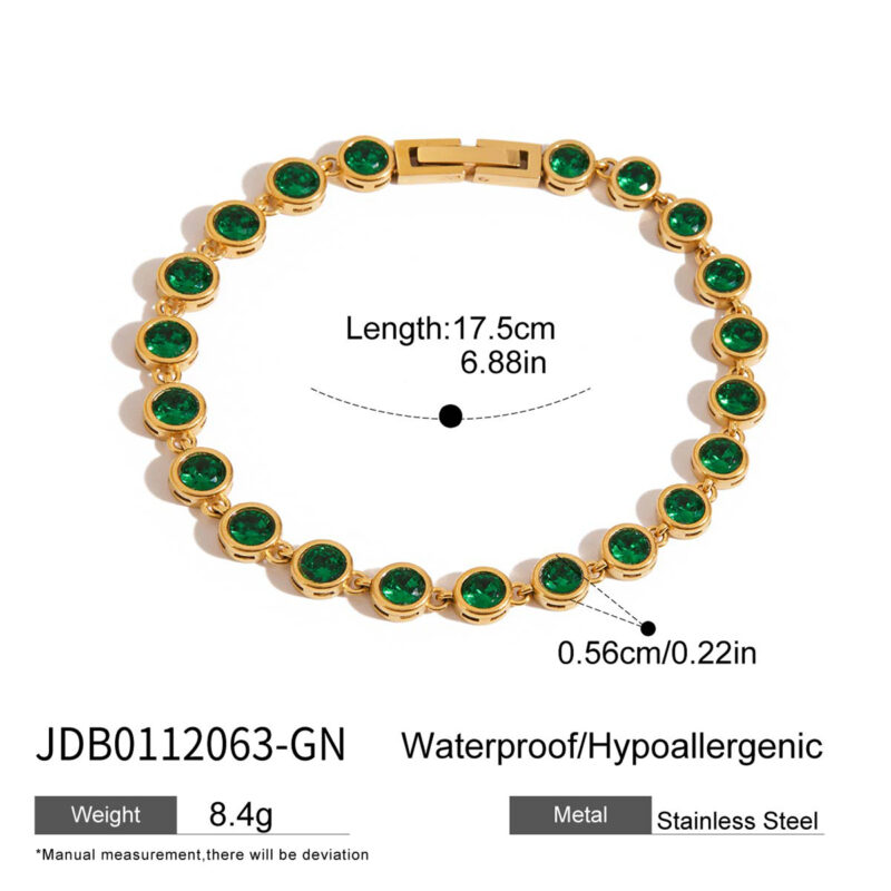 Gold Tone Heart Pink Zirconia Tennis Bracelet - Image 5
