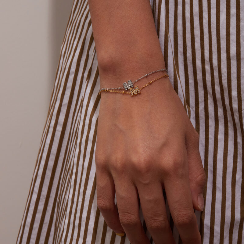 Classic Gold Tone Letter M Zirconia Bracelet - Image 2