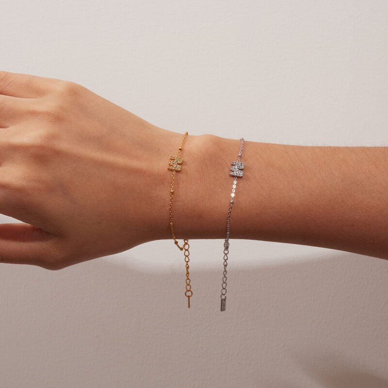 Classic Gold Tone Letter M Zirconia Bracelet - Image 3