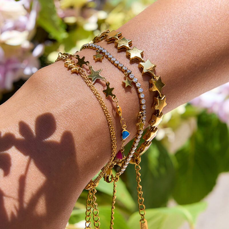 18K Gold Star Charm Bracelet - Image 3