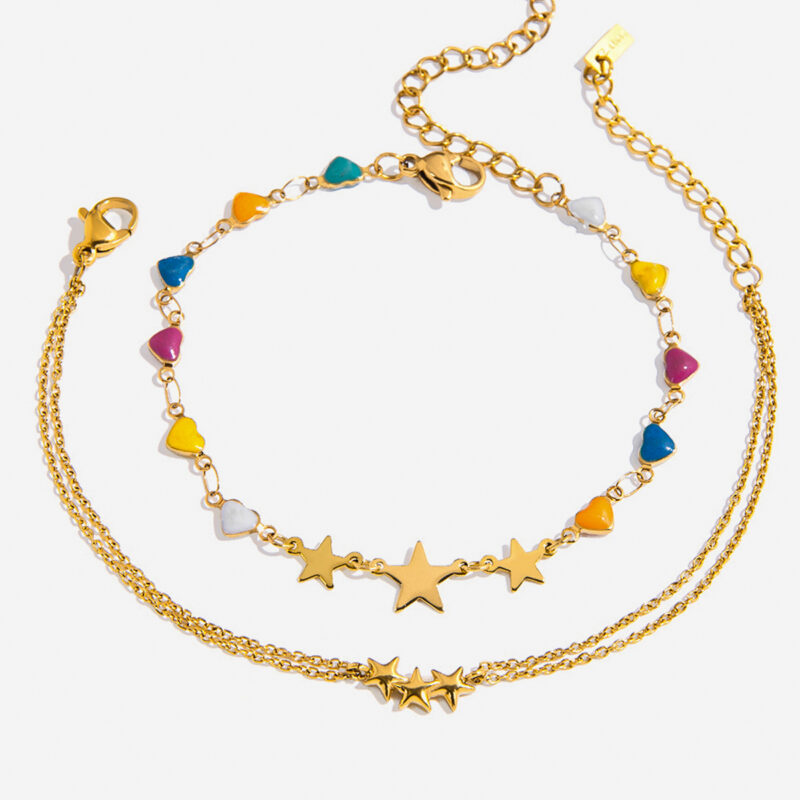 18K Gold Star Charm Bracelet - Image 4