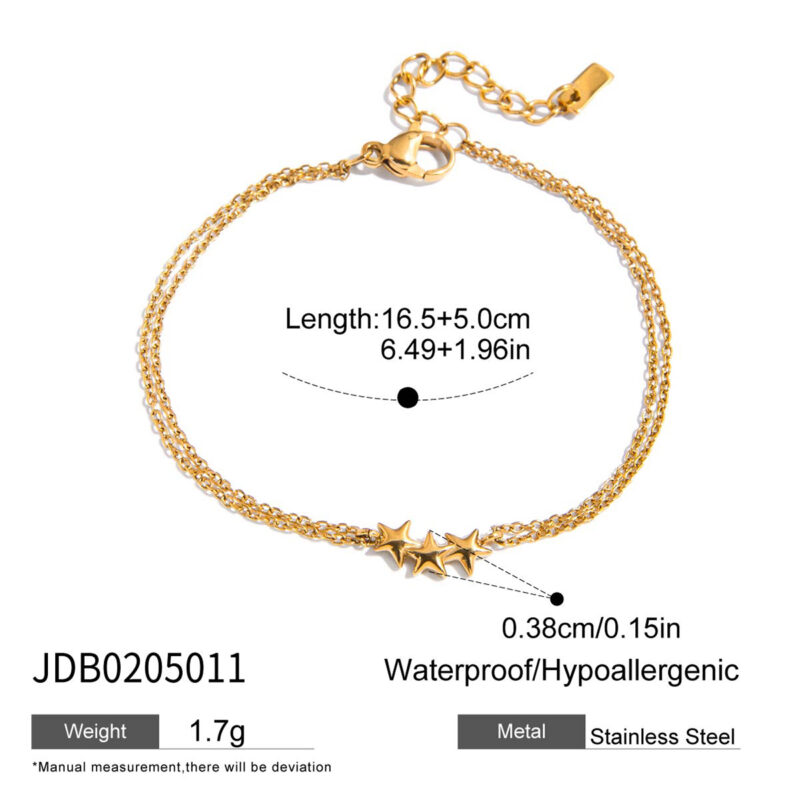 18K Gold Star Charm Bracelet - Image 5