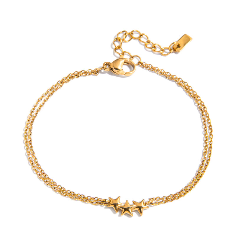 18K Gold Star Charm Bracelet