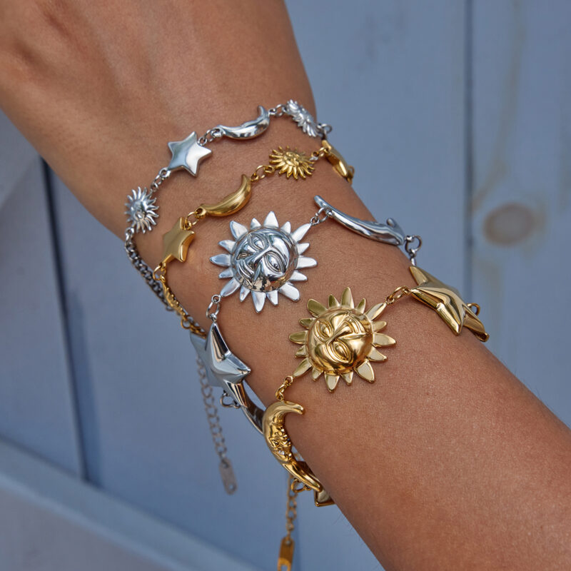 Steel Large Star And Moon Bracelet - Image 3