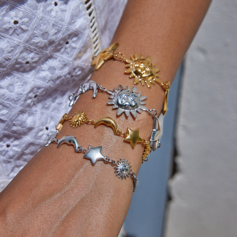 Steel Large Star And Moon Bracelet - Image 2