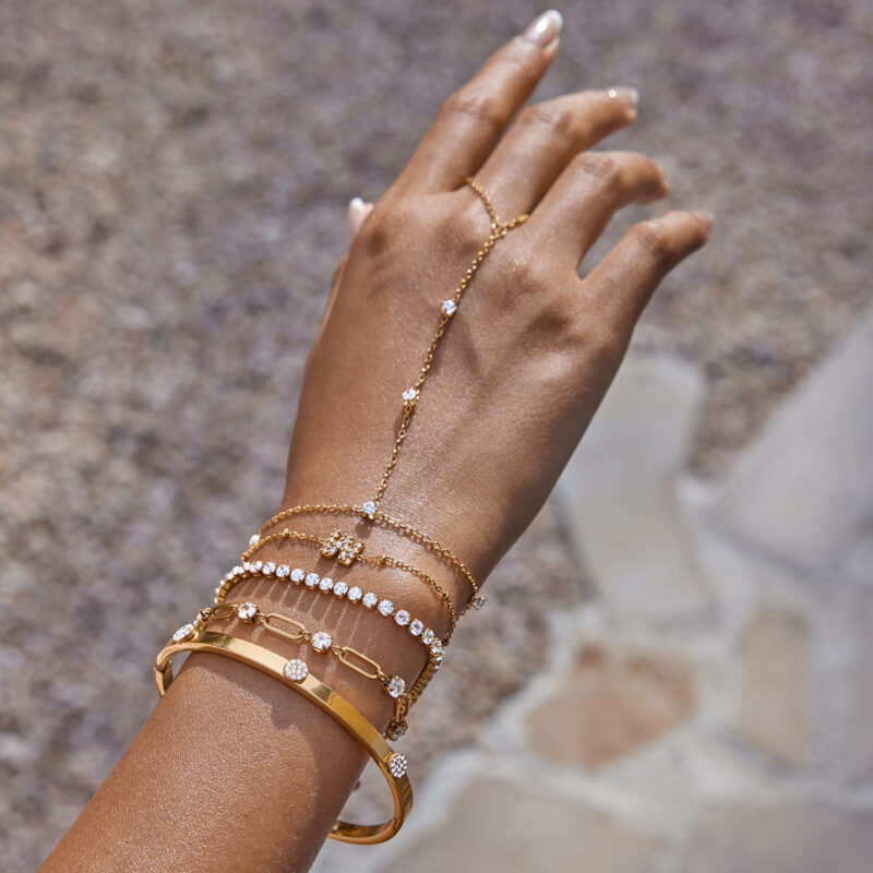 Classic Gold Round White Zirconia Tennis Bracelet - Image 2