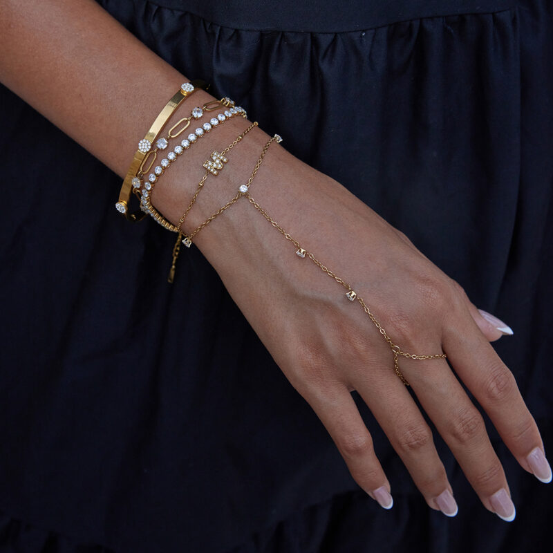 Classic Gold Round White Zirconia Tennis Bracelet - Image 3