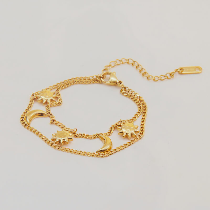Classic Gold Sun Moon Charm Bracelet - Image 4