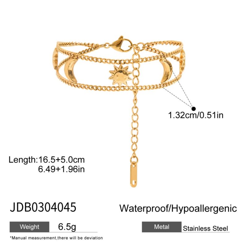 Classic Gold Sun Moon Charm Bracelet - Image 5