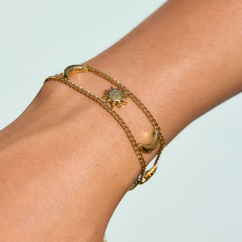 Classic Gold Sun Moon Charm Bracelet - Image 2