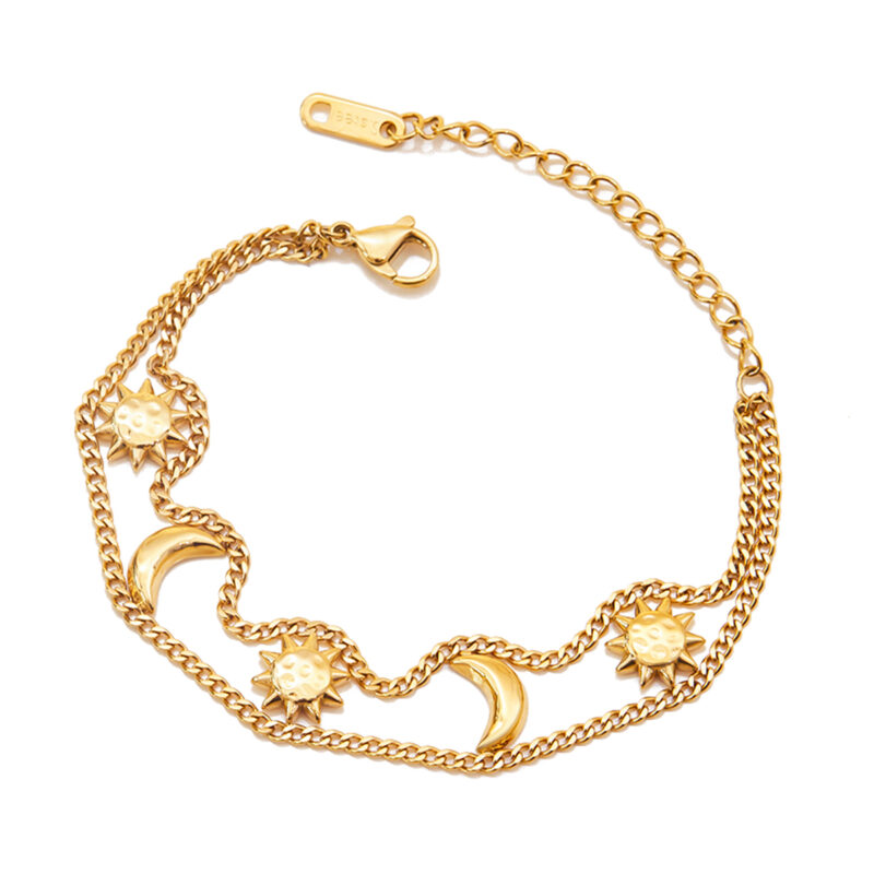 Classic Gold Sun Moon Charm Bracelet