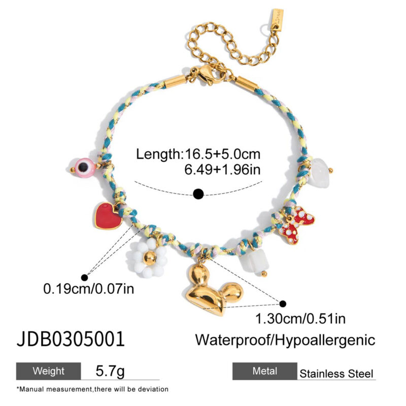Pink Evil Eye Crystal Bead Bracelet - Image 5