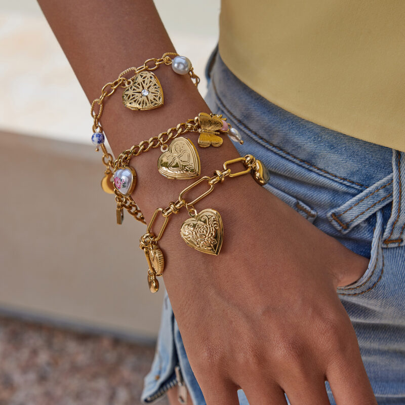 Romantic Gold Pink Zirconia Elephant Butterfly Bracelet - Image 2