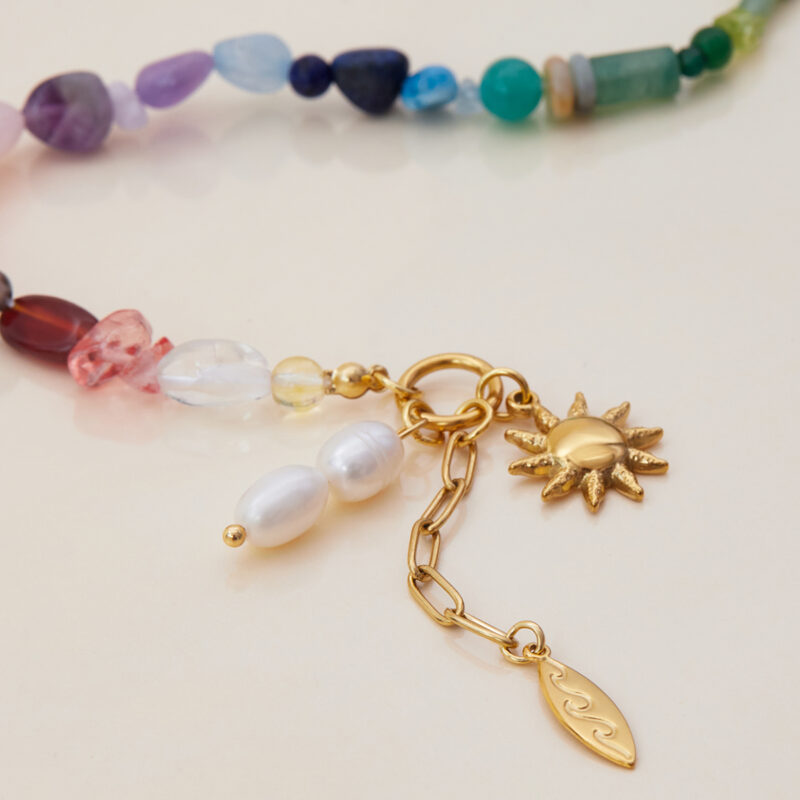 Vintage Gold Natural Stone Turquoise Pearl Bracelet - Image 7