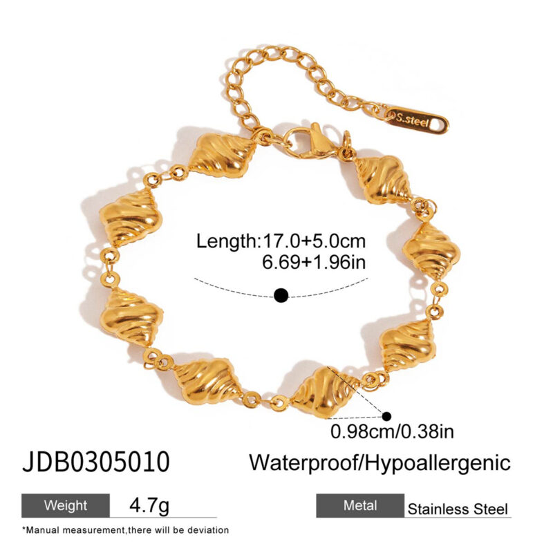 Romantic Gold Bread Chain Bracelet - Image 4