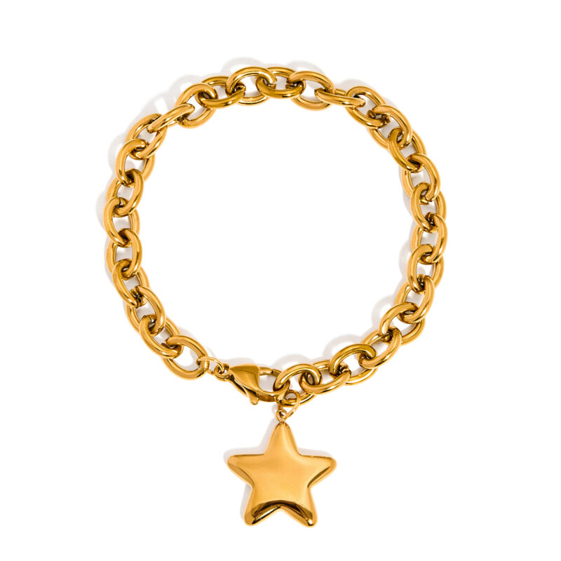 18K Gold Five-Pointed Star Pendant Bracelet