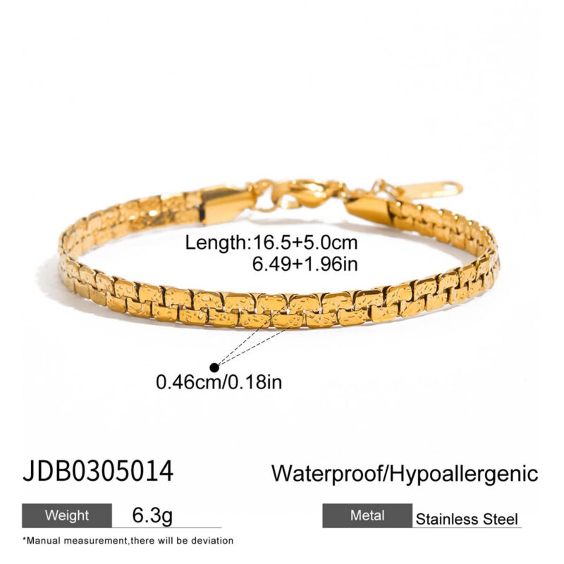 Classic Gold Tone Vintage Matte Flat Chain Bracelet - Image 4