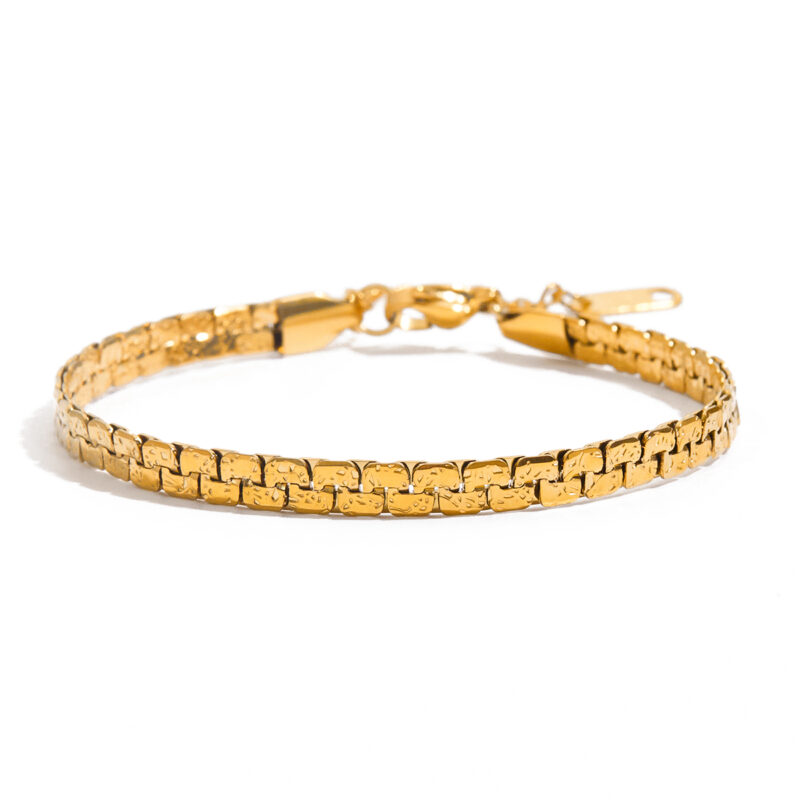 Classic Gold Tone Vintage Matte Flat Chain Bracelet