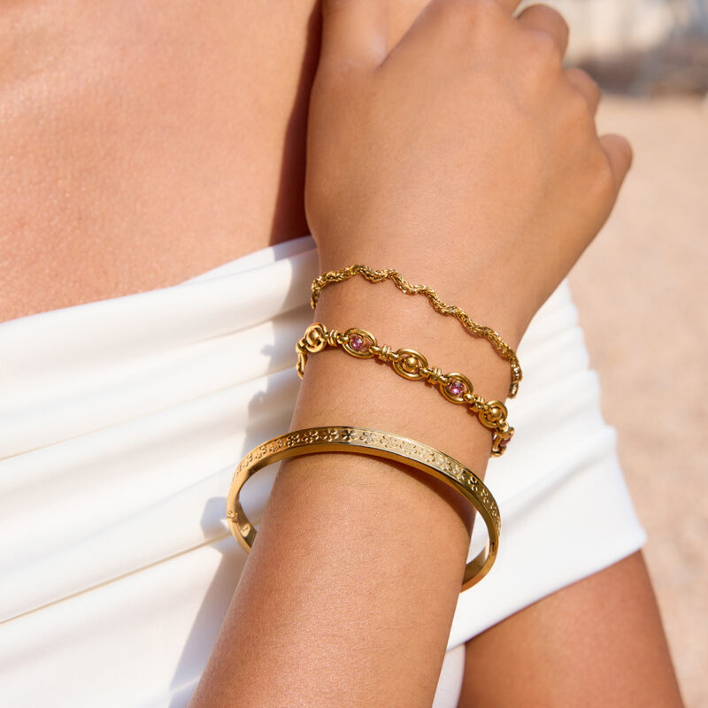 Classic Gold Twisted Wave Chain Bracelet - Image 2
