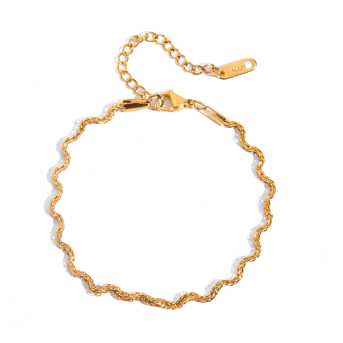 Classic Gold Twisted Wave Chain Bracelet