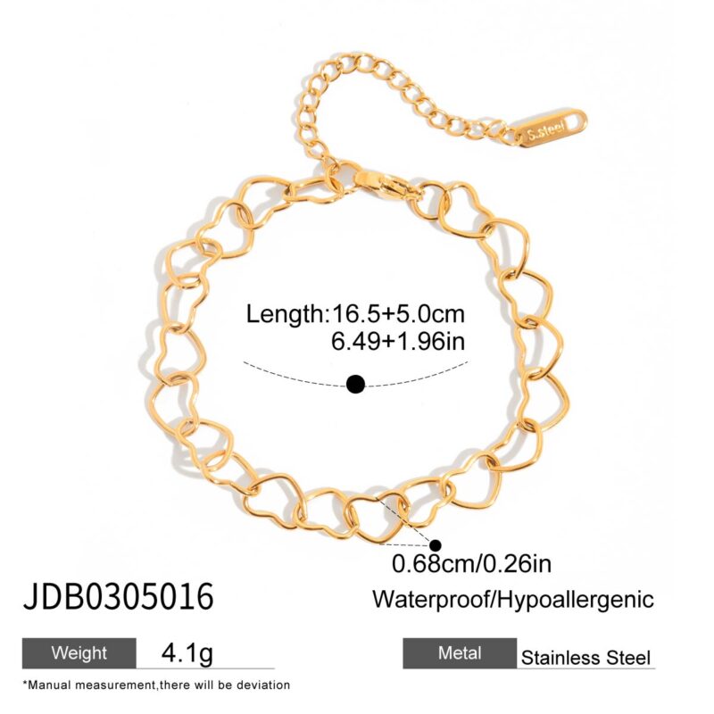 Classic Gold Hollow Heart Chain Bracelet - Image 4