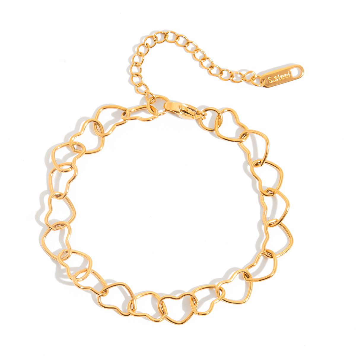 Classic Gold Hollow Heart Chain Bracelet