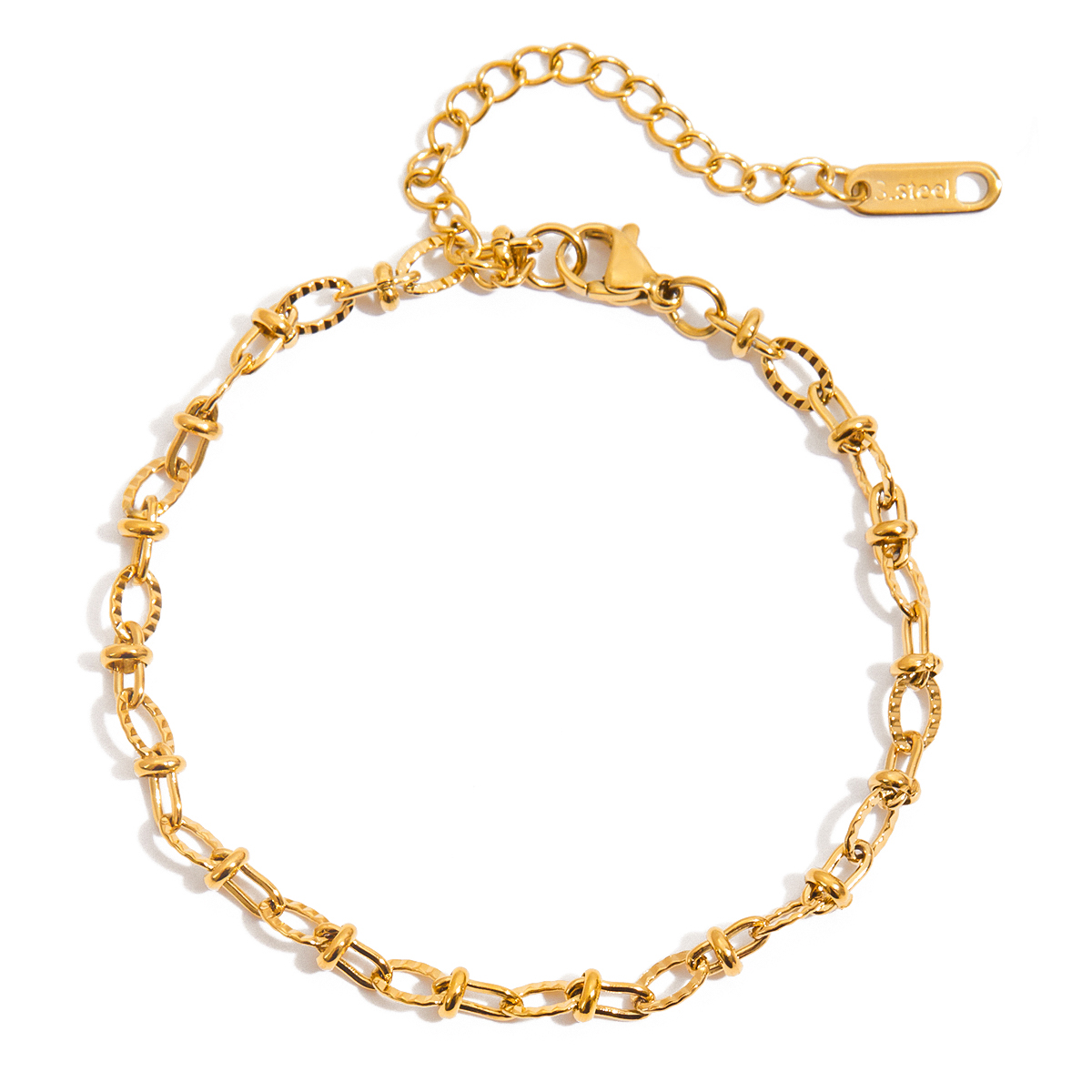 Classic Gold Hammered Handmade Chain Bracelet