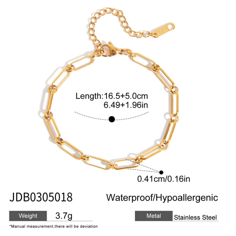 Classic Gold Paperclip Small Loop Bracelet - Image 5