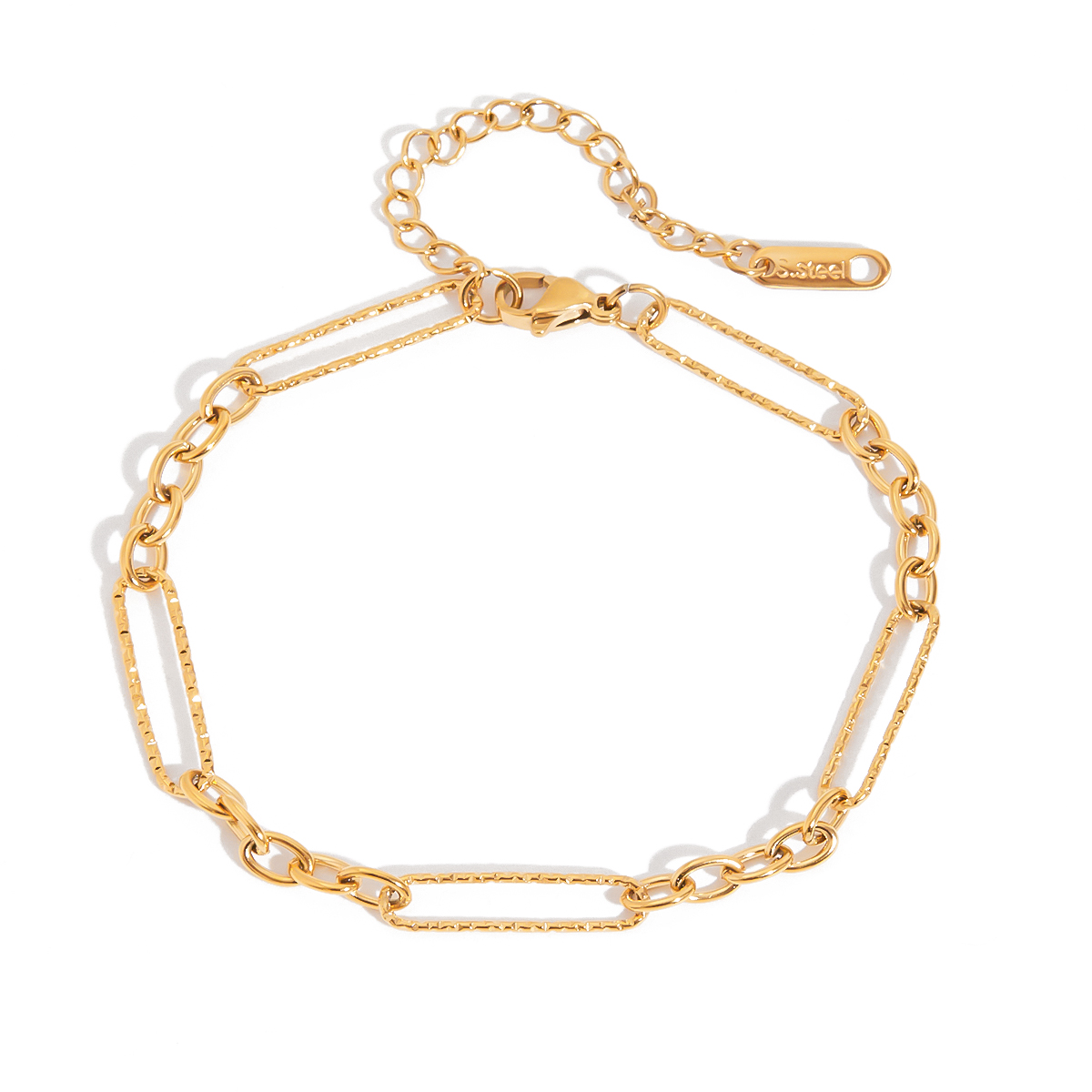 Classic Gold Hammered Paperclip Chain Bracelet