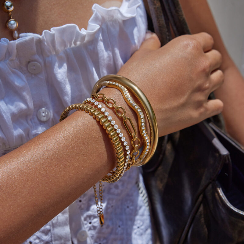 Classic Gold Handmade 3 to 1 Link Chain Bracelet - Image 2
