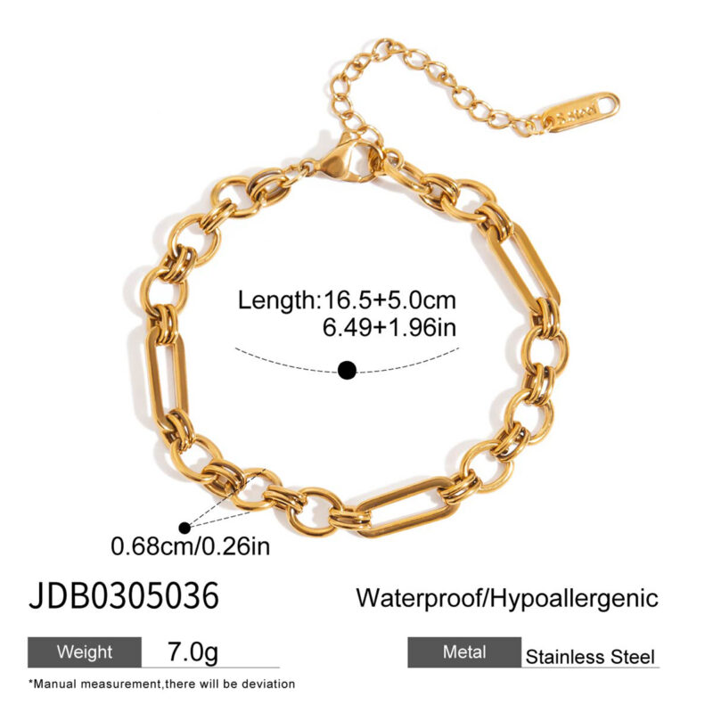Classic Gold Handmade 3 to 1 Link Chain Bracelet - Image 5